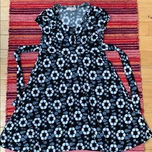 Pink Vanilla Mini Dress, Mod Style Floral Dress, Black Blue White Patterned